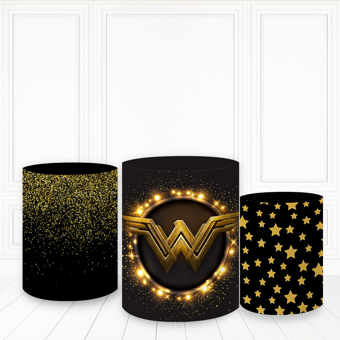 Lofaris Classical Black Star Pillar Wrap With Dots Cylinder Cover