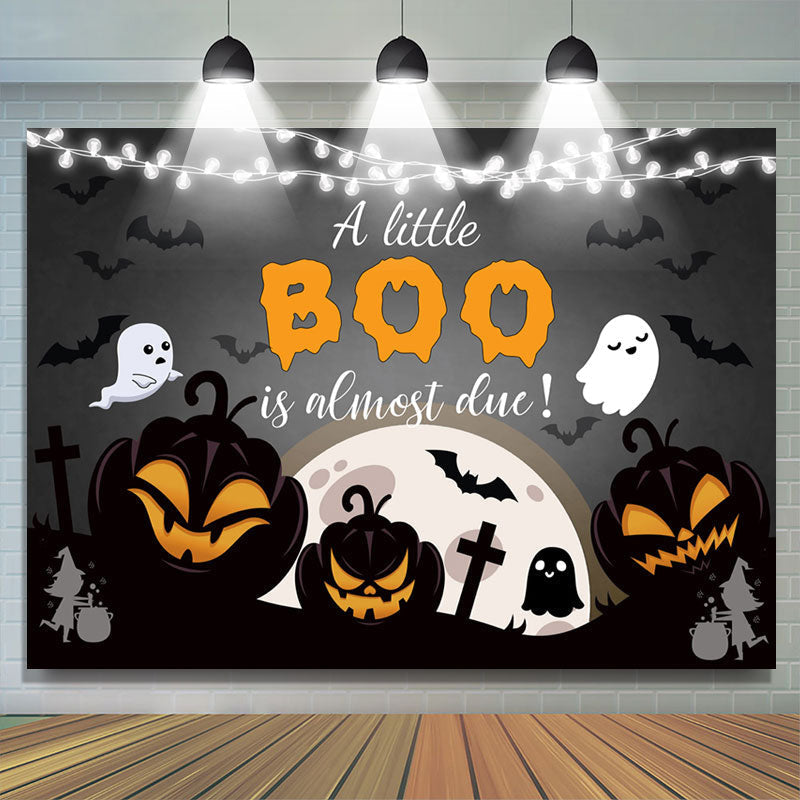 Lofaris (Clearance) A Little Boo Is Almost Due Black Halloween Backdrop