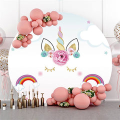 Lofaris Clouds And Rainbows Unicorn Themed Circle Backdrop