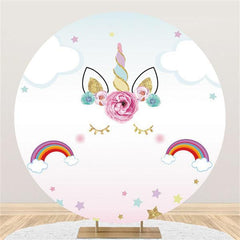 Lofaris Clouds And Rainbows Unicorn Themed Circle Backdrop