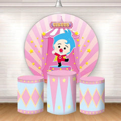 Lofaris Clown Pink Circus Stars Round Backdrop Kit For Kids