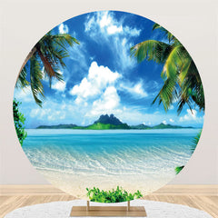 Lofaris Coconut Tree Beach Theme Round Backdrop For Holiday