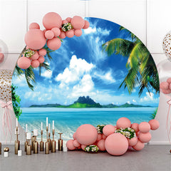 Lofaris Coconut Tree Beach Theme Round Backdrop For Holiday