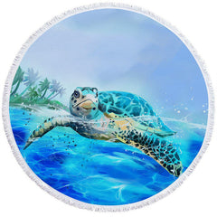 Lofaris Coconut Tree Blue Sea Turtle Life Circle Beach Towel