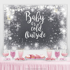 Lofaris Cold Snowy Winter Night Snowflake Baby Shower Backdrop