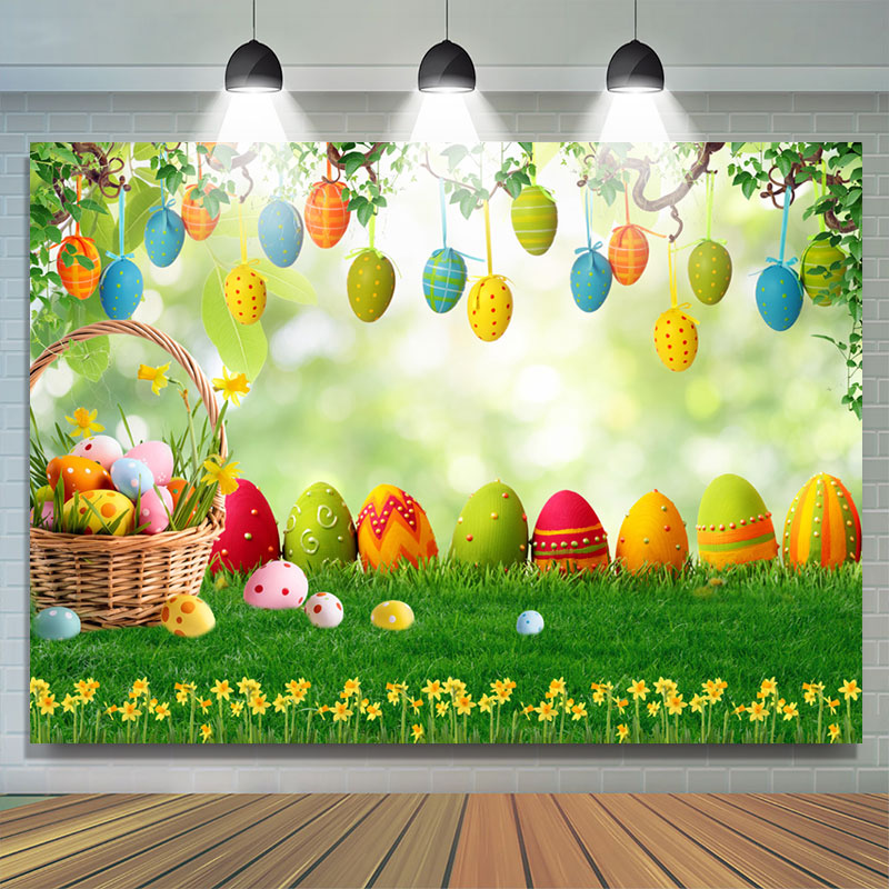 Colorful Eggs Bokeh Garden Spring Easter Backdrop#N#– Lofaris
