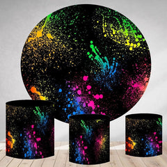 Lofaris Colorful Graffiti Black Round Birthday Party Backdrop