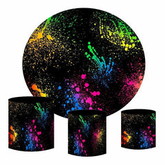 Lofaris Colorful Graffiti Black Round Birthday Party Backdrop