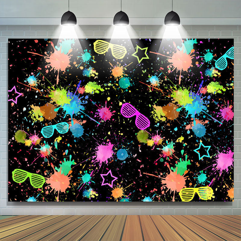 Lofaris Colorful Graffiti Glasses Pattern Birthday Backdrop