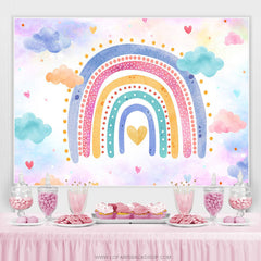 Lofaris Colorful Rainbow Clouds Girls Birthday Party Backdrop