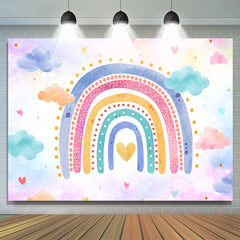 Lofaris Colorful Rainbow Clouds Girls Birthday Party Backdrop