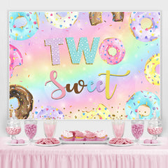 Lofaris Colour Donut Two Sweet Birthday Theme Backdrop For Girl