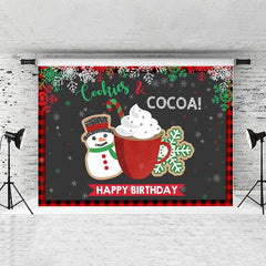 Lofaris Cookies And Cocoa Snowman Black Chrismas Backdrops