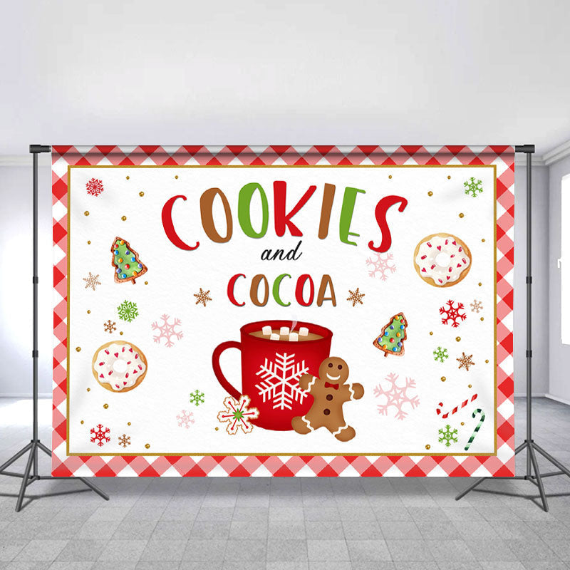 Lofaris Cookies And Cocoa White With Red Merry Chrismas Backdrop