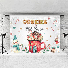 Lofaris Cookies And Red Hot Cocoa Snowman Backdrop For Winter