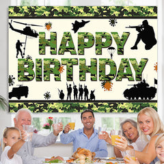 Lofaris Cool Camouflage Army Boy Happy Birthday Backdrop