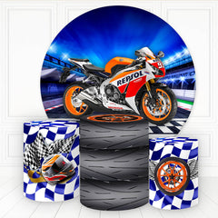 Lofaris Cool Hot Wheels Motorcycle Round Backdrop Kit For Boy