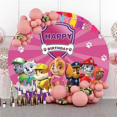 Lofaris Cool Little Dogs Round Pink Happy Birthday Backdrop