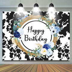 Lofaris Cow Pattern Floral Sweet Happy Birthday Backdrop