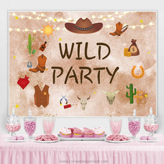 Lofaris Cowboy Pattern Wild Happy Birthday Party Backdrop Banner
