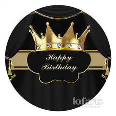 Lofaris Crown Black Gold Diamond Round Birthday Backdrop