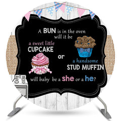 Lofaris Cupcake Or Stud Muffin Circle Baby Shower Backdrop