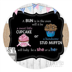 Lofaris Cupcake Or Stud Muffin Circle Baby Shower Backdrop