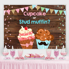 Lofaris Cupcake and Stud Muffin Gender Baby Shower Backdrop