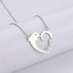 Lofaris Custom Anti-Oxidation Silver Heart Dolphin Name Necklace