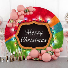 Lofaris Custom Circle Light Merry Chrismas Party Backdrop