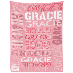 Lofaris Custom Name Light Pink Soft Throw Blanket Kids Gift