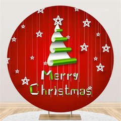 Lofaris Custom Round Star With Red Merry Christmas Backdrop