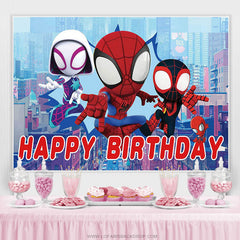 Lofaris Cute Cartoon Spider Happy Birthday Backdrop For Kid