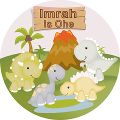 Lofaris Cute Dinosaur Happy Birthday Themed Round Backdrop Kit