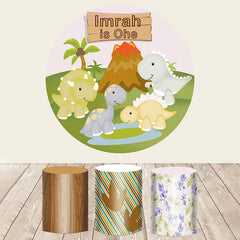 Lofaris Cute Dinosaur Happy Birthday Themed Round Backdrop Kit