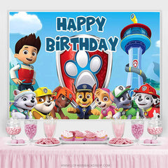 Lofaris Cute Dog Team Blue Happy Birthday Backdrop For Boys