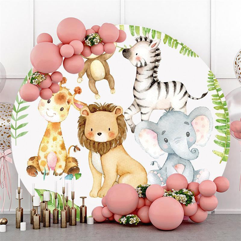 Lofaris Cute Forest Animals Round Baby Shower Backdrop for Boy