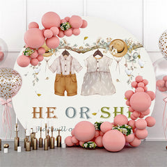 Lofaris Cute Little Dress And Suits Round Baby Shower Backdrop