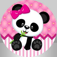 Lofaris Cute Panda Stripe Round Happy Birthday Backdrop For Girl