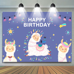 Lofaris Cute Pink Llama Purple Festival Birthday Backdrop