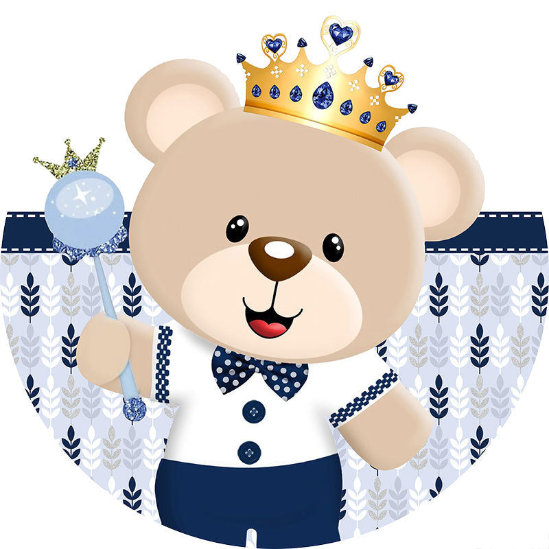 Cute Teddy Bear Baby Shower Round Backdrop Kit For Boy – Lofaris