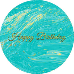 Lofaris Cyan Abstract Simple Gold Round Birthday Party Backdrop