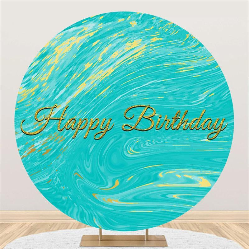 Lofaris Cyan Abstract Simple Gold Round Birthday Party Backdrop