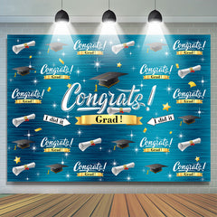 Lofaris Cyan Caps And Stars Congrat Grad Party Backdrop