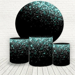 Lofaris Cyan Glitter Round Black Birthday Party Backdrop Kit