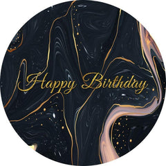 Lofaris Dark Abstract Gold Glitter Round Birthday Backdrop