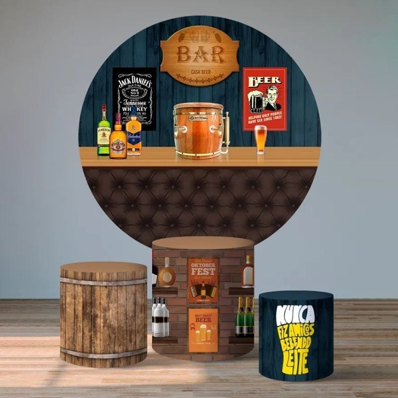 Lofaris Dark Blue Wood Backdrop Kit For Birthday Party Bar