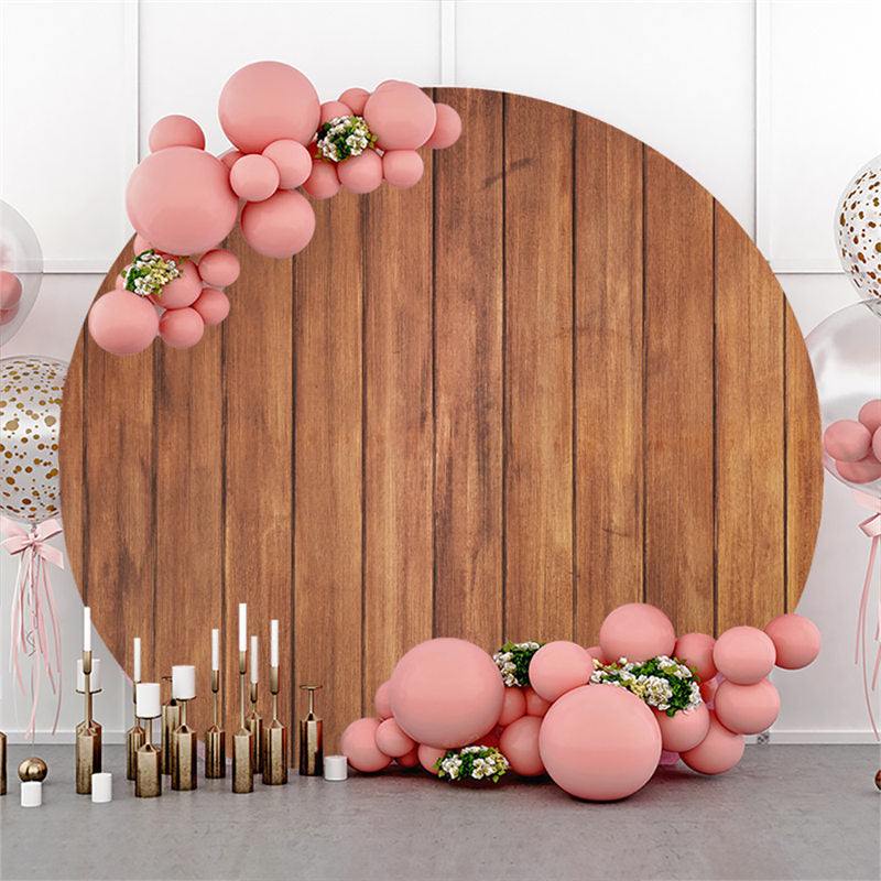 Lofaris Dark Brown Retro Wood Birthday Party Decoration Backdrop