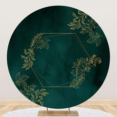 Lofaris Dark Green Golden Leaves Round Backdrop For Party