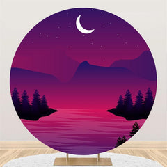 Lofaris Dark Purple Night And Moon Round Birthday Backdrop